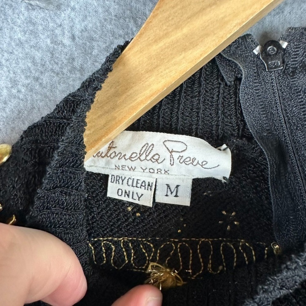 Vintage Antonella Preve NY Gold Tassels & 80's Bling Sweater Size Medium - Picture 6 of 11